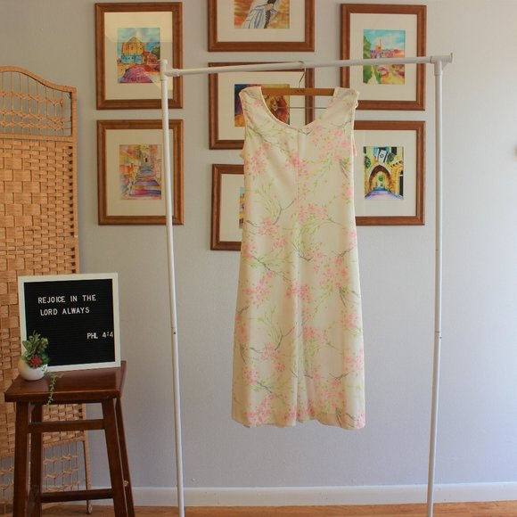 Vintage Cherry Blossom Dress Sz M - Picture 1 of 4